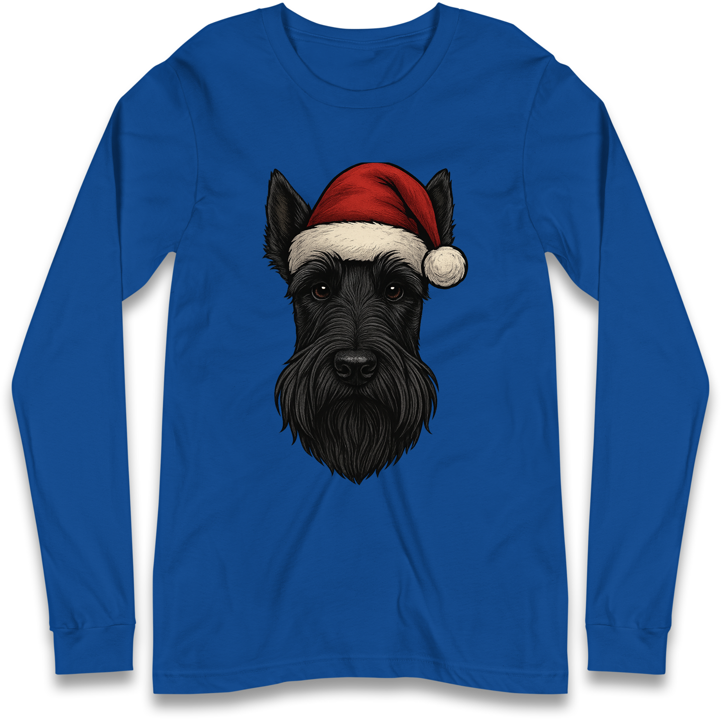 Scottish Terrier Face Christmas Longsleeve T Shirt