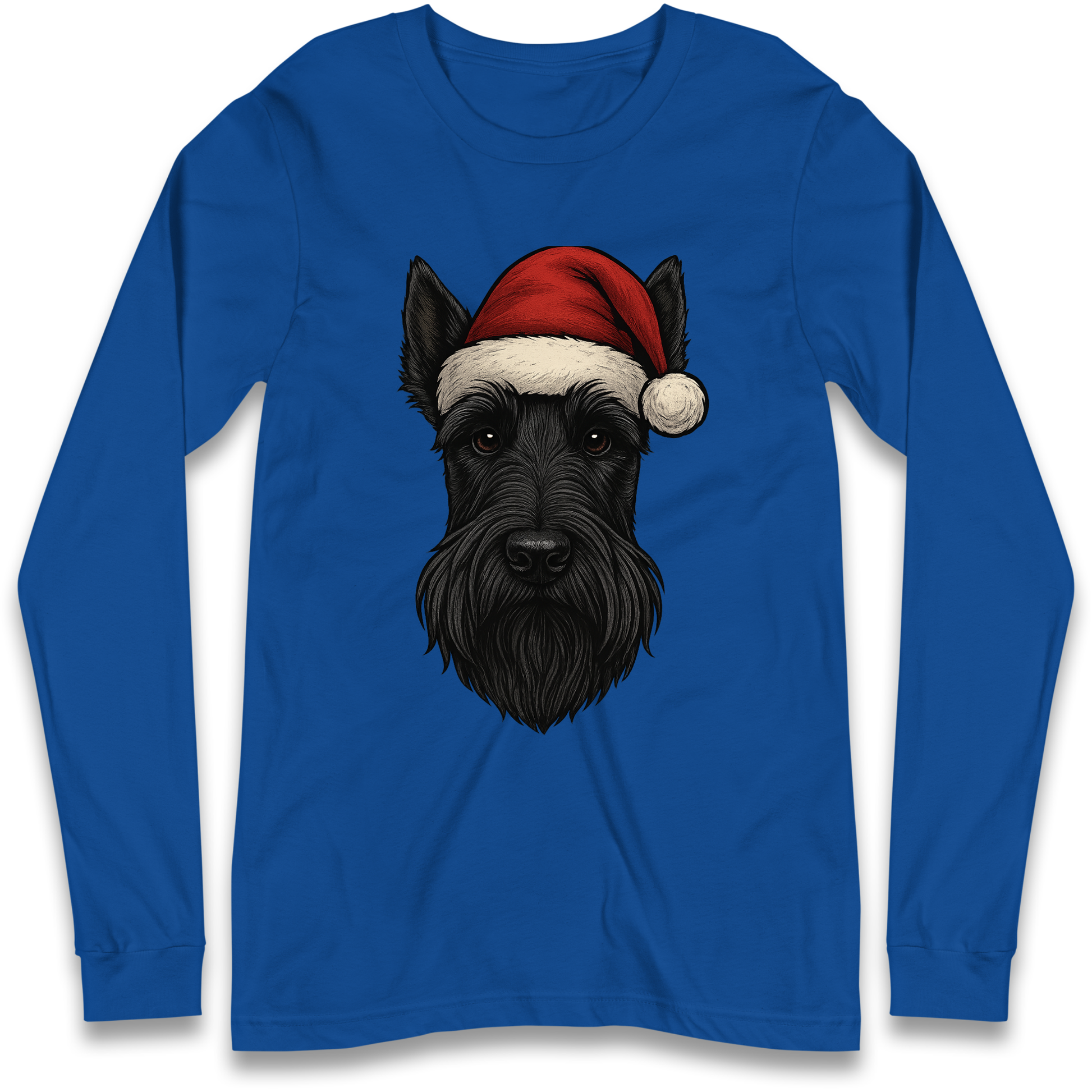 Scottish Terrier Face Christmas Longsleeve T Shirt