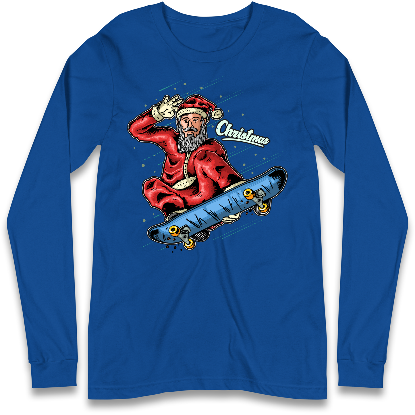Santa Skateboarding Christmas Longsleeve T Shirt