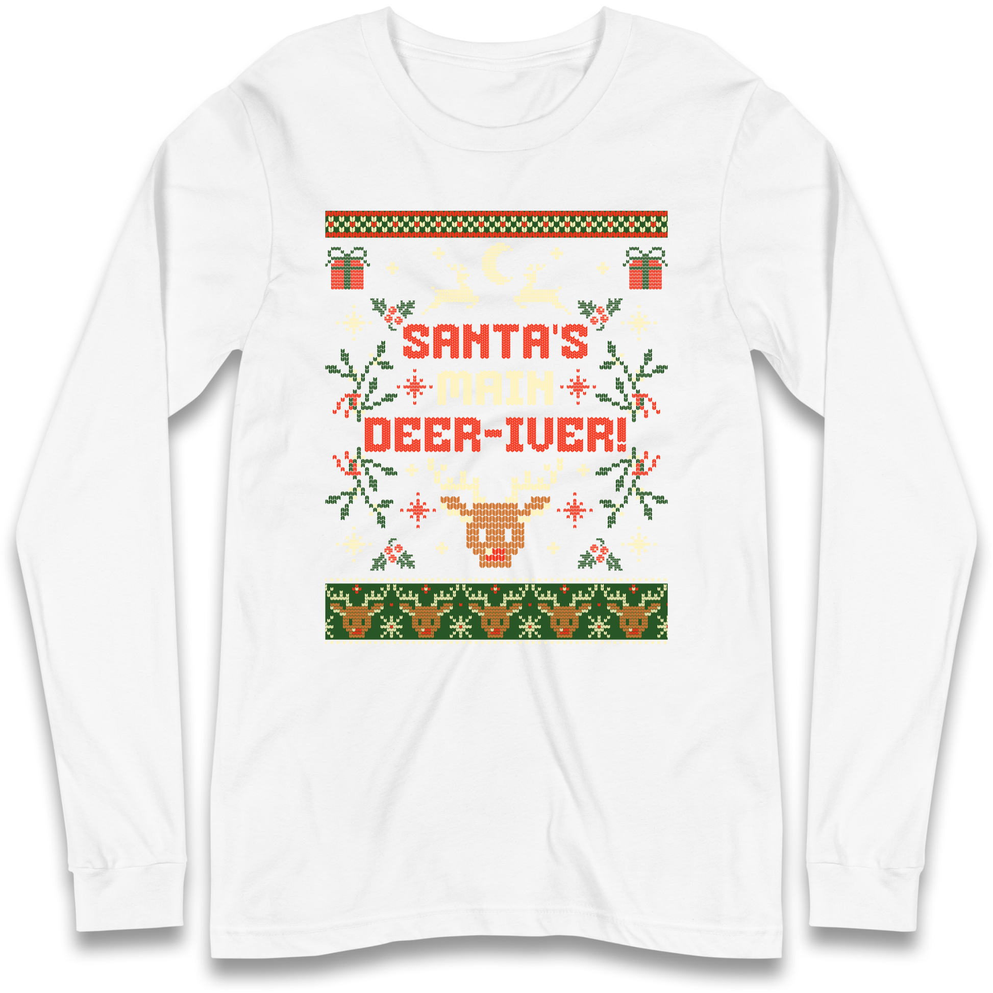 Santas Main Deer iver Christmas Longsleeve T Shirt