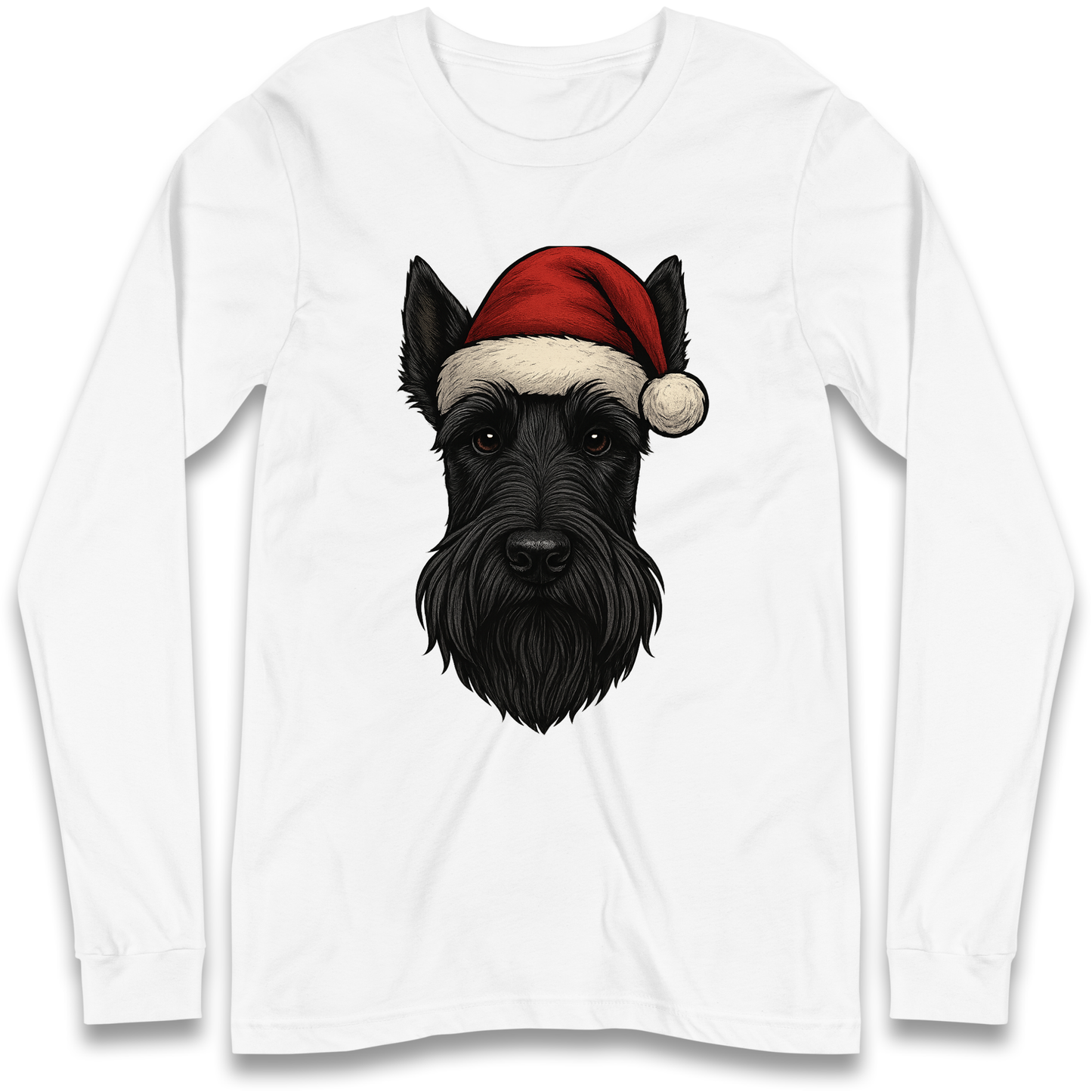Scottish Terrier Face Christmas Longsleeve T Shirt