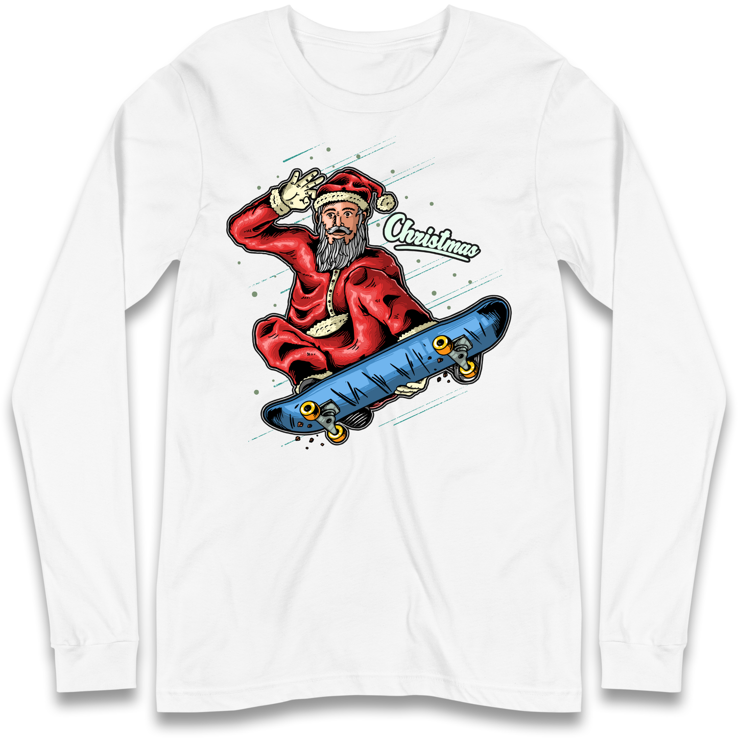 Santa Skateboarding Christmas Longsleeve T Shirt