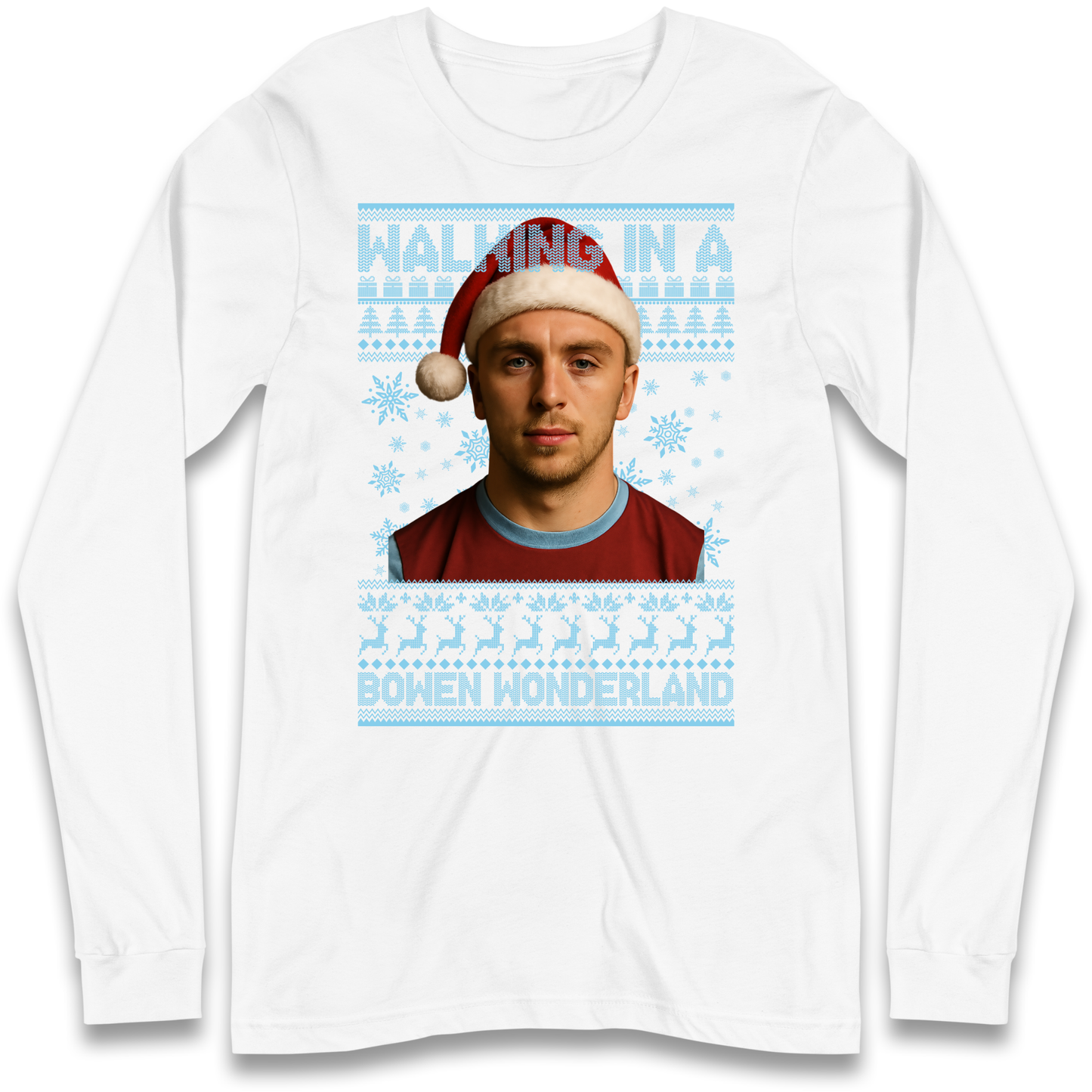 Jared Bowen walking in a Bowen Wonderland Christmas Longsleeve T Shirt