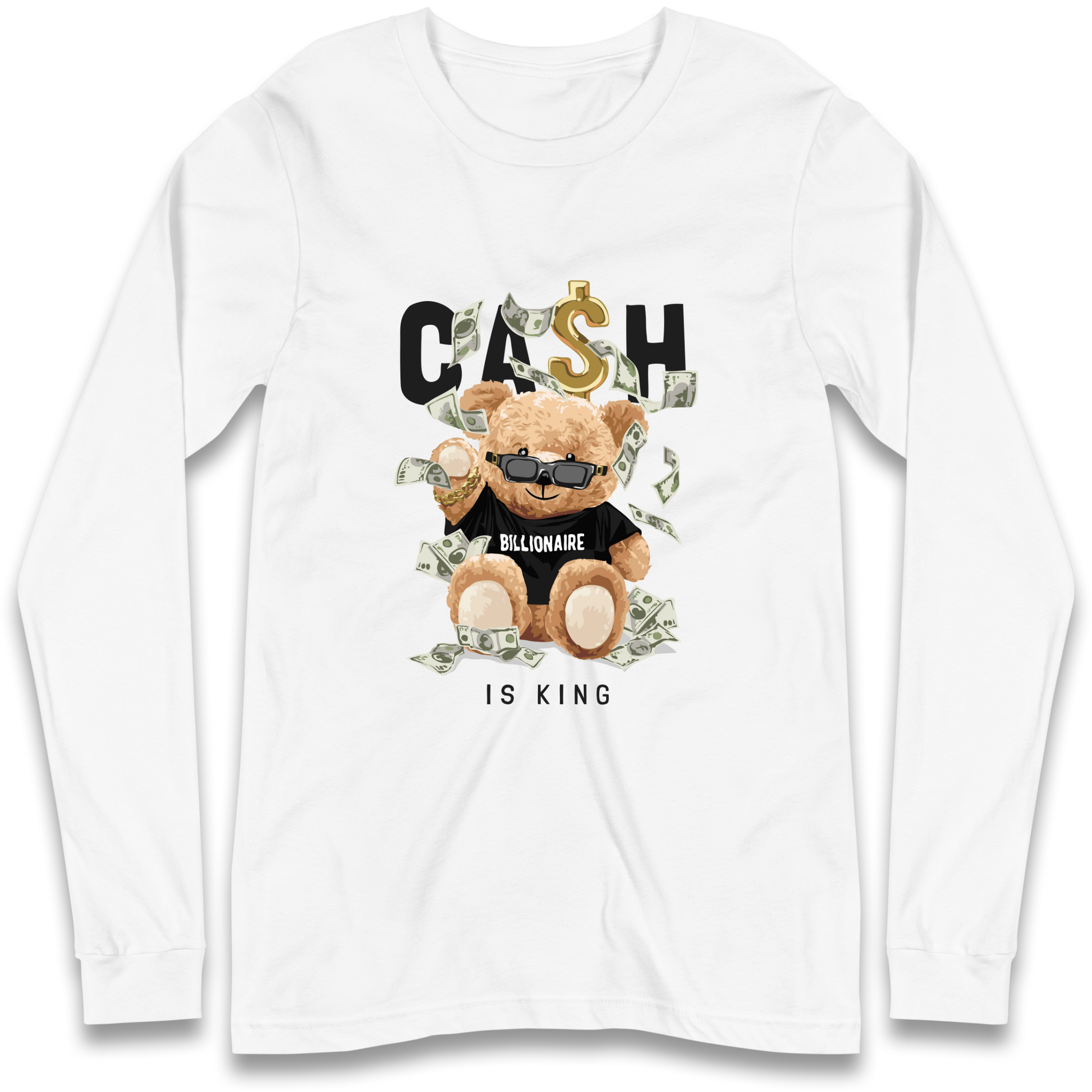 Teddy Bear Billionaire Streetwear Longsleeve T Shirt