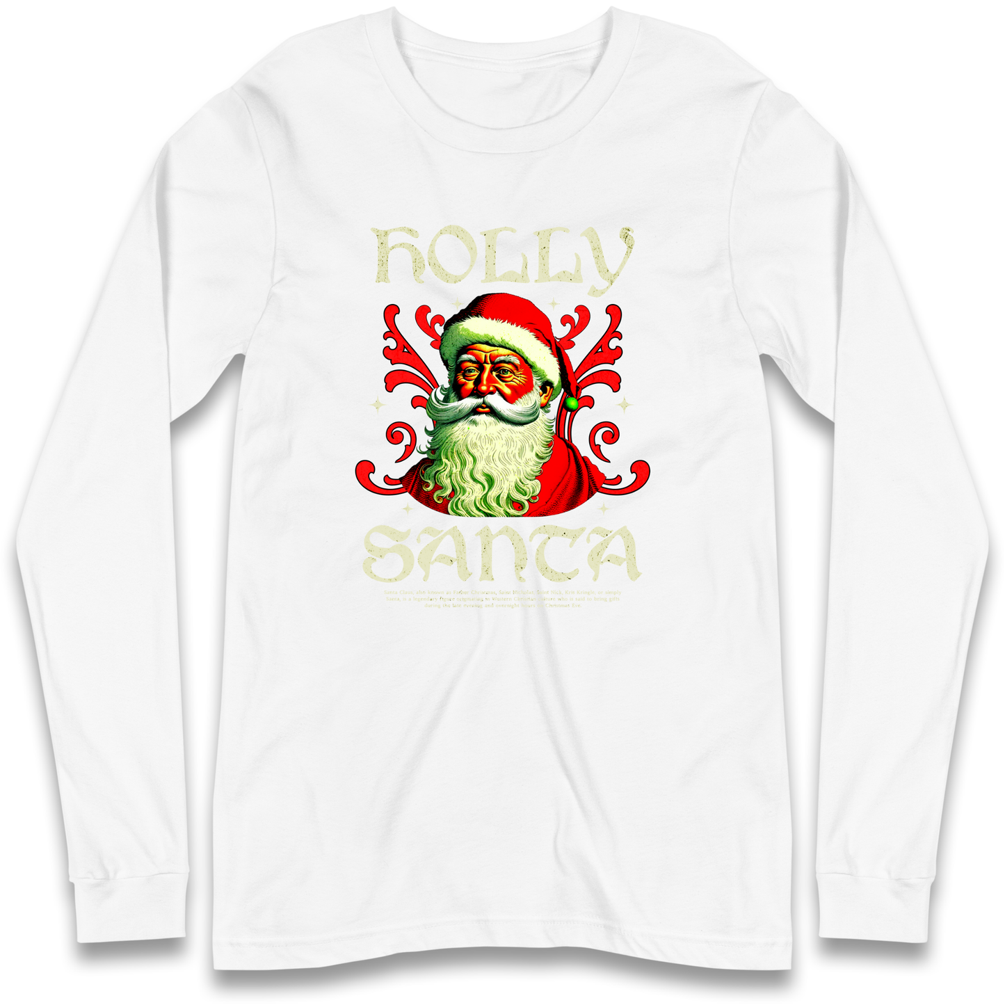 Holly Santa Christmas Longsleeve T Shirt