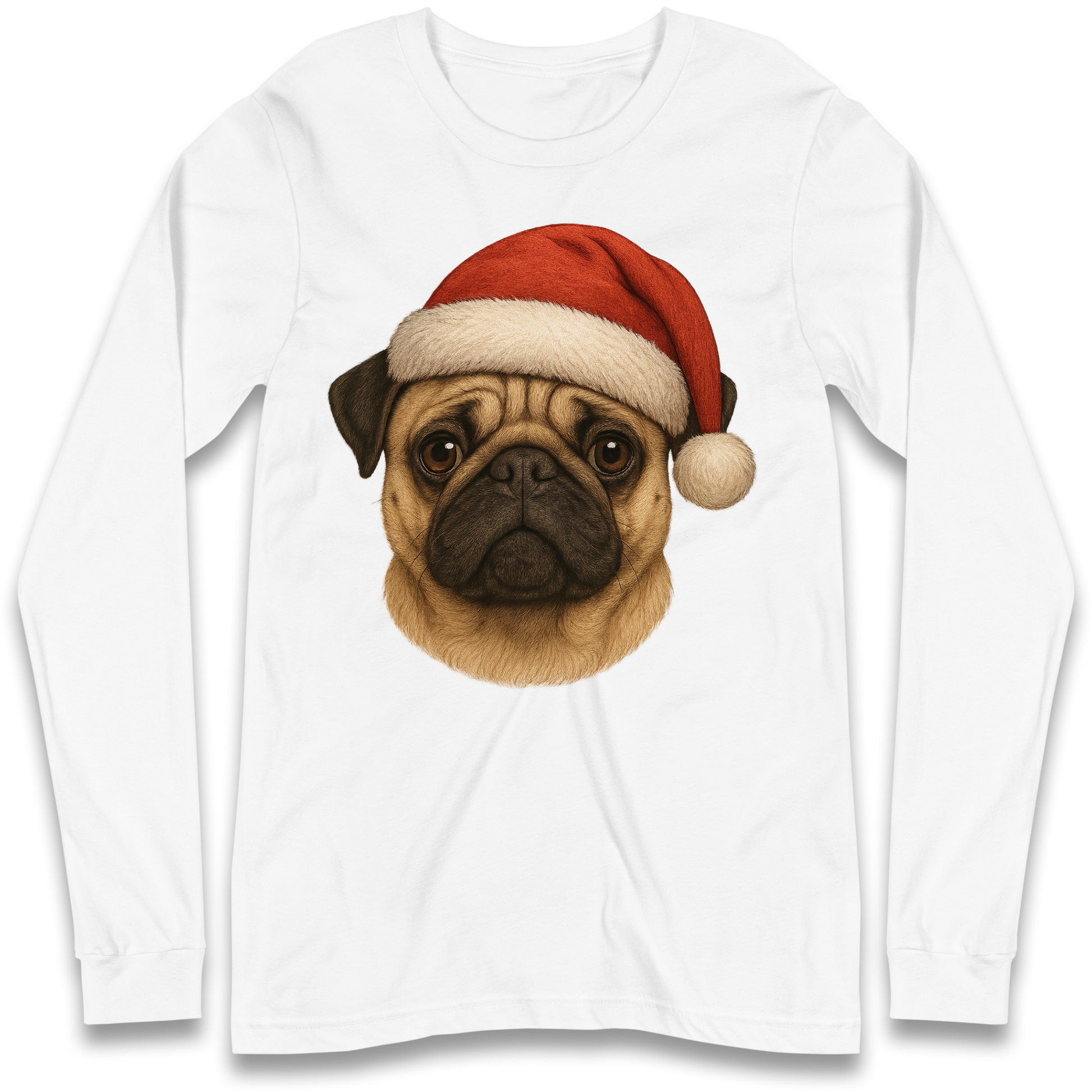Pug Face Christmas Longsleeve T Shirt
