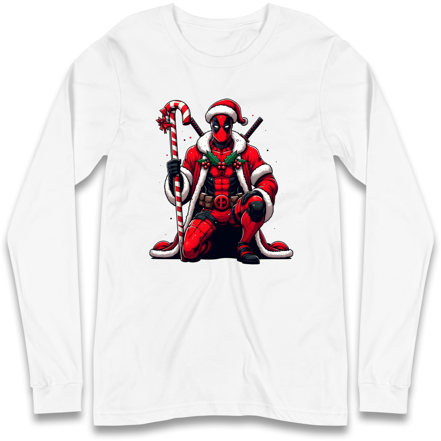 DeadPool Candy Cane Santa Longsleeve T Shirt