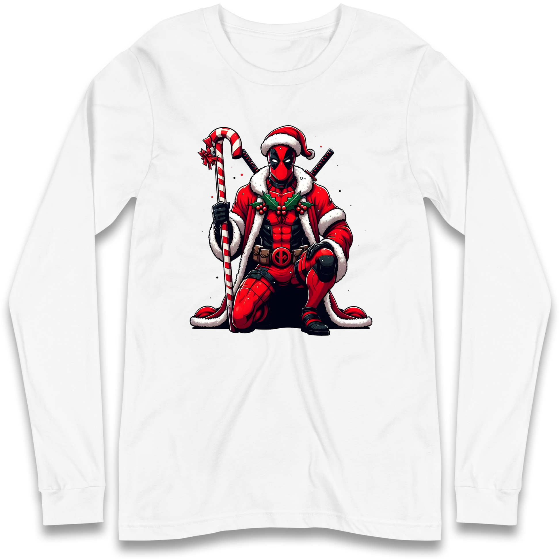 DeadPool Candy Cane Santa Longsleeve T Shirt
