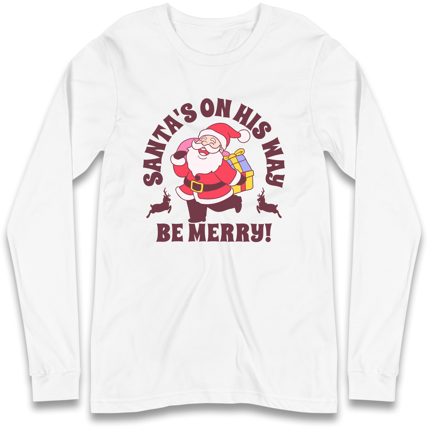Santa's On His Way Christmas Longsleeve T Shirt