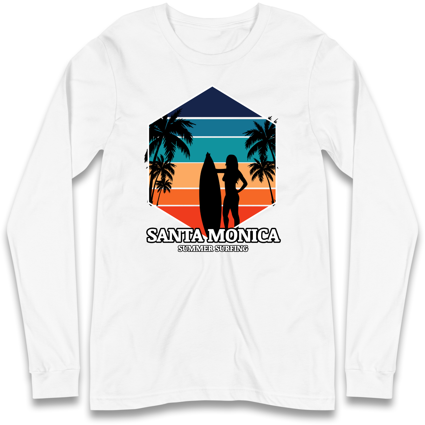 Santa Monica Summer Surfing Longsleeve T Shirt