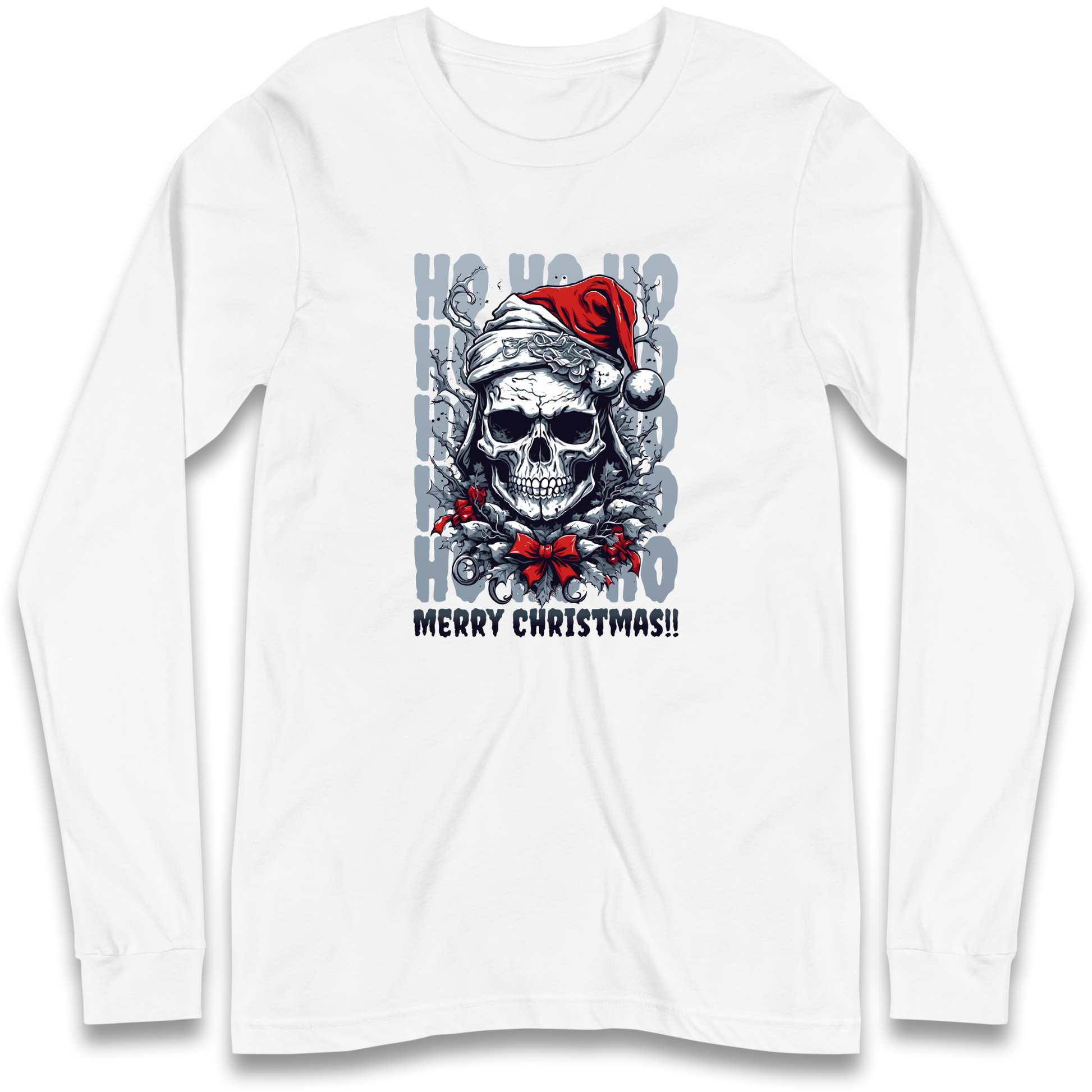 HO HO HO Santa Skelington Christmas Longsleeve T Shirt