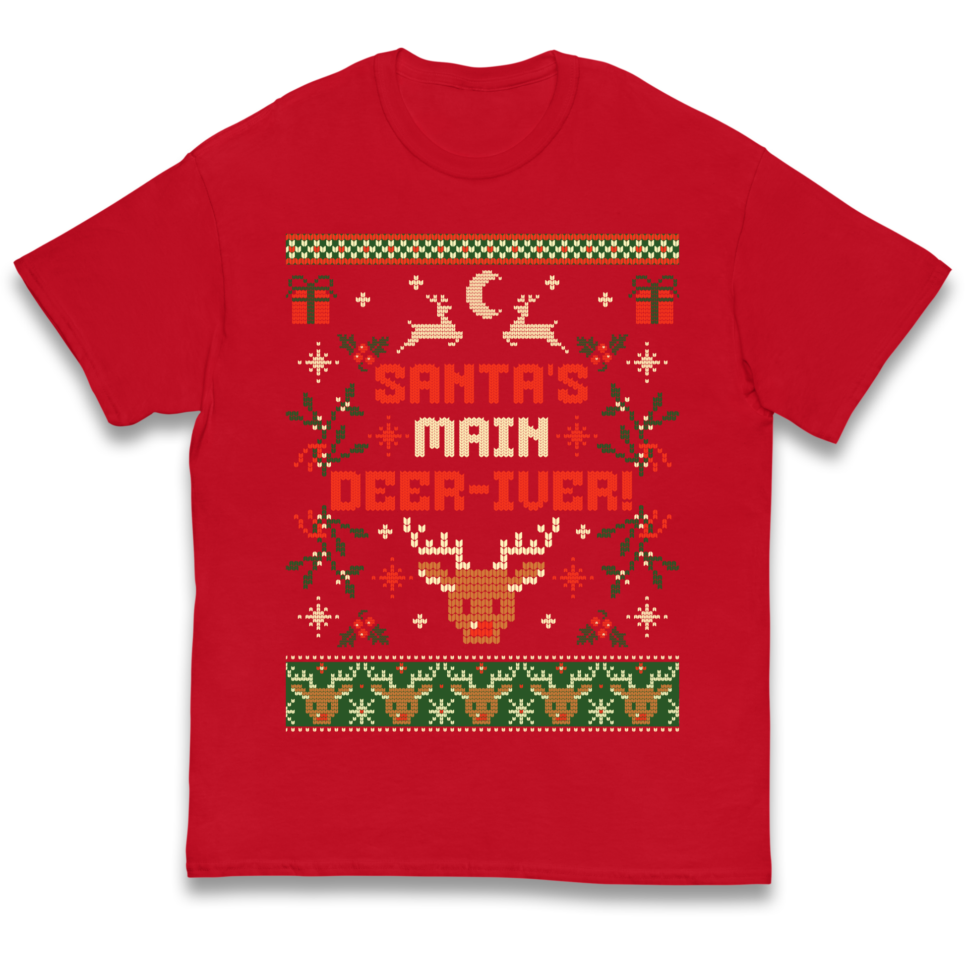 Santas Main Deer iver Christmas kids t shirt