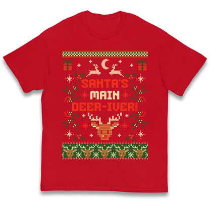 Santas Main Deer iver Christmas kids t shirt