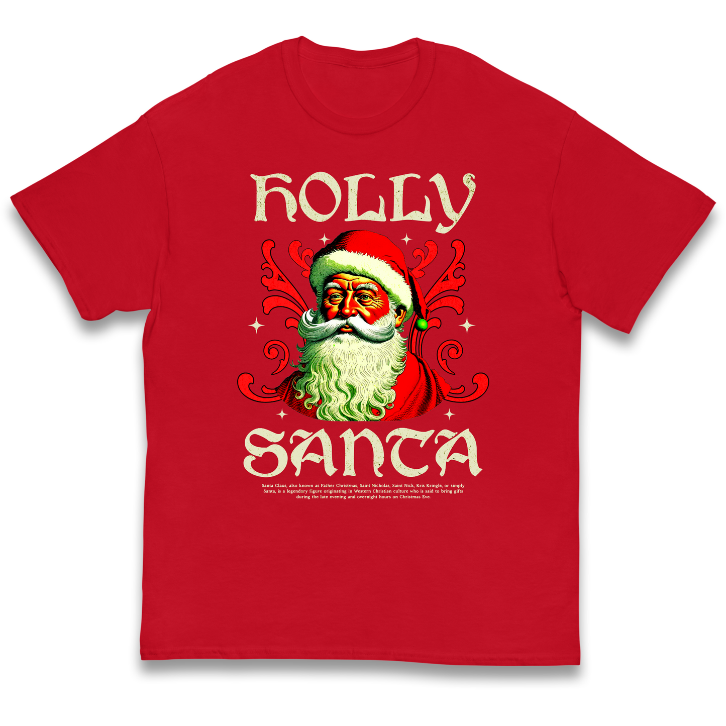 Holly Santa Christmas kids t shirt