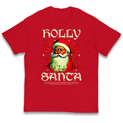Holly Santa Christmas kids t shirt