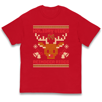 Holiday Vibes Reindeer Rides Christmas kids t shirt