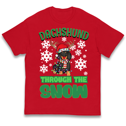Dachshund Through The Snow Christmas kids t shirt