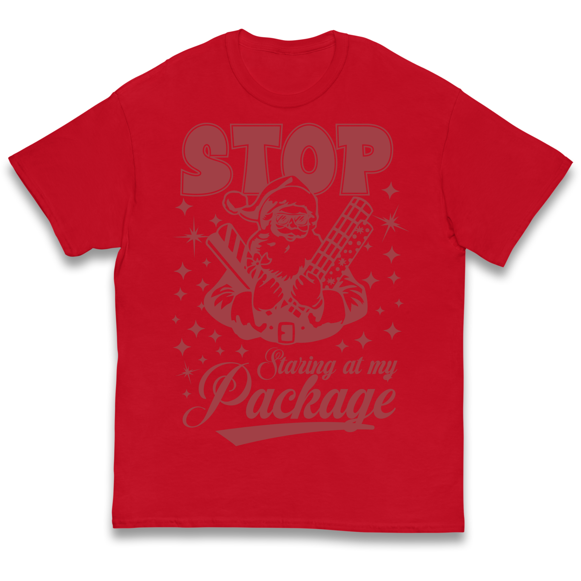 Stop Staring at My Package Christmas kids t shirt