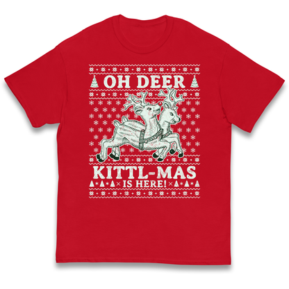 Oh Deer Kittl Mas Is Here Christmas kids t shirt
