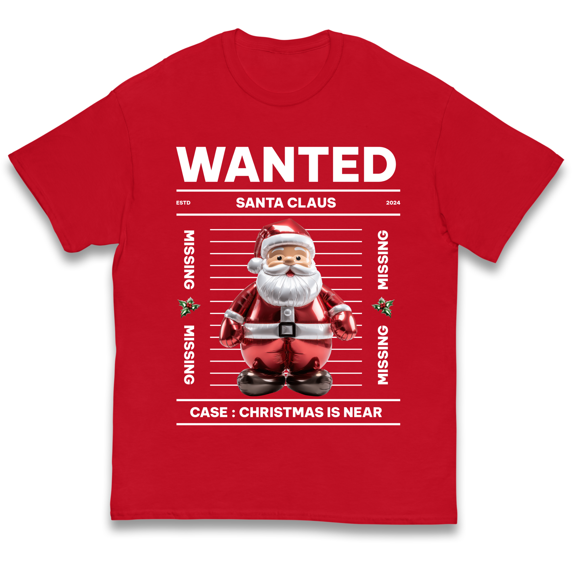 Wanted Santa Claus Christmas kids t shirt
