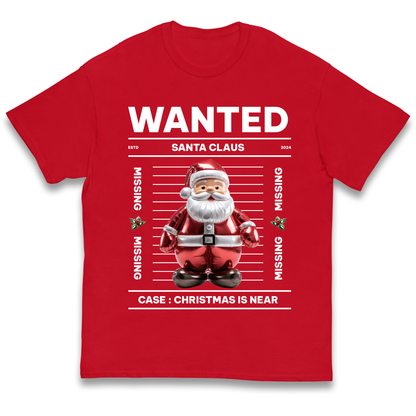 Wanted Santa Claus Christmas kids t shirt