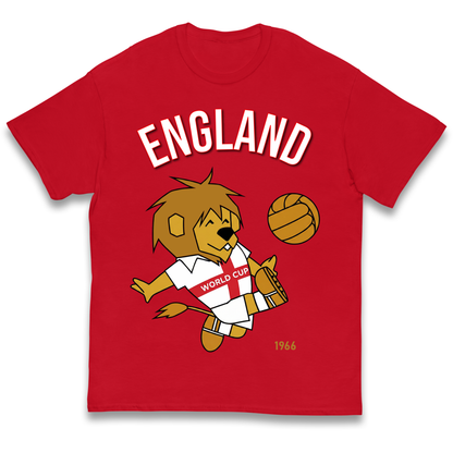 England World Cup Willie 1966 Football Kids T Shirt
