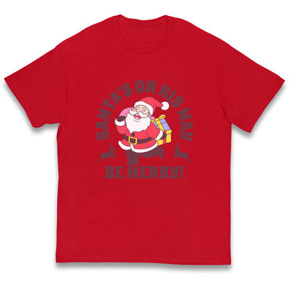 Santa's On His Way Christmas kids t shirt