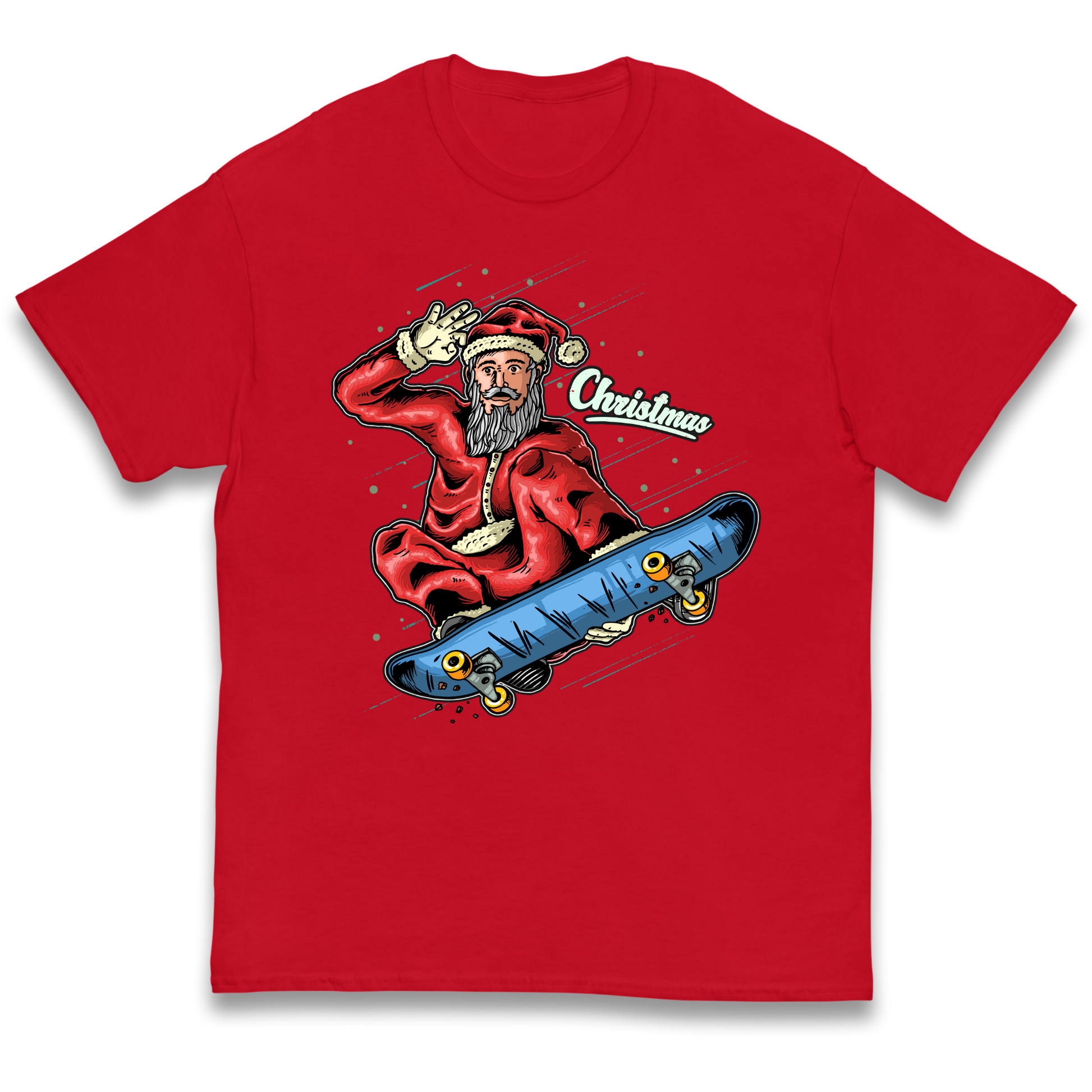 Santa Skateboarding Christmas kids t shirt