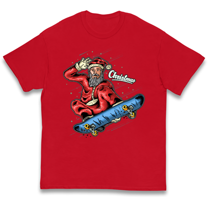 Santa Skateboarding Christmas kids t shirt