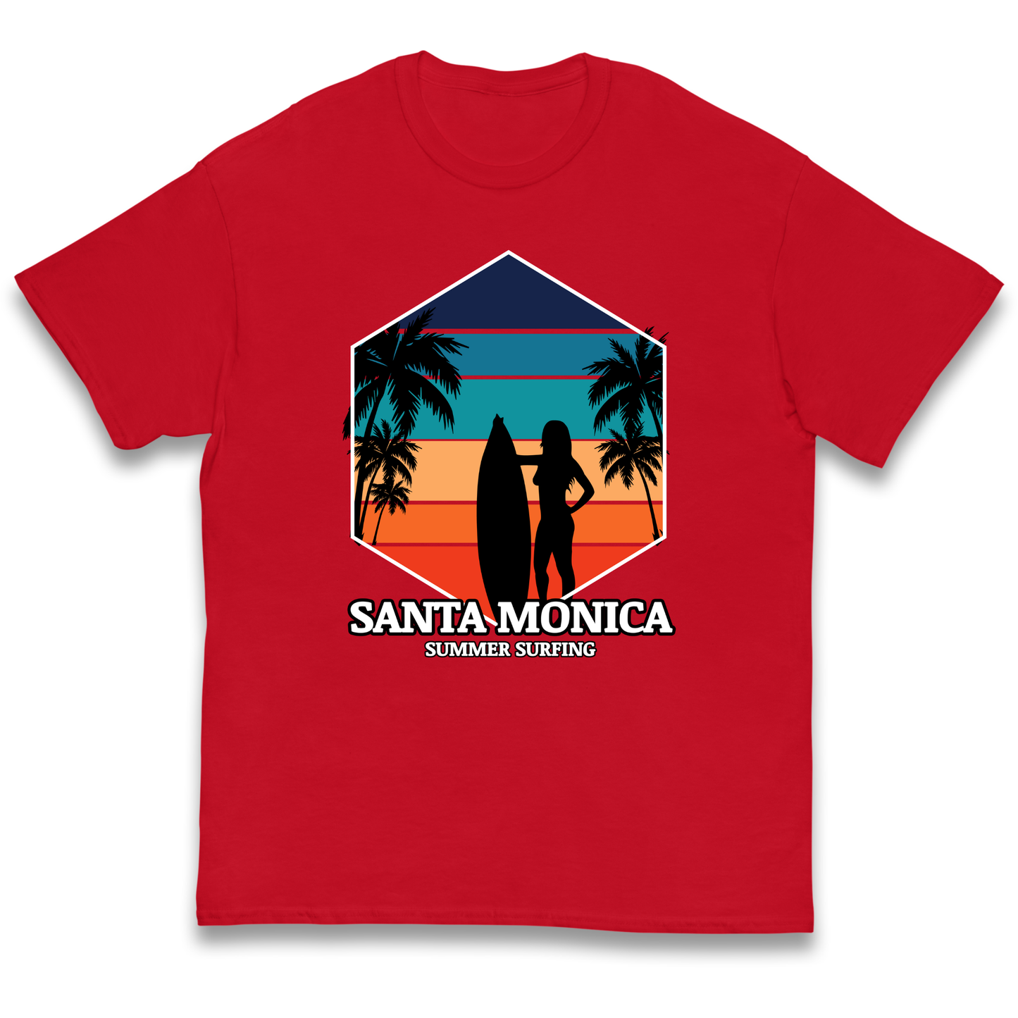 Santa Monica Summer Surfing kids t shirt