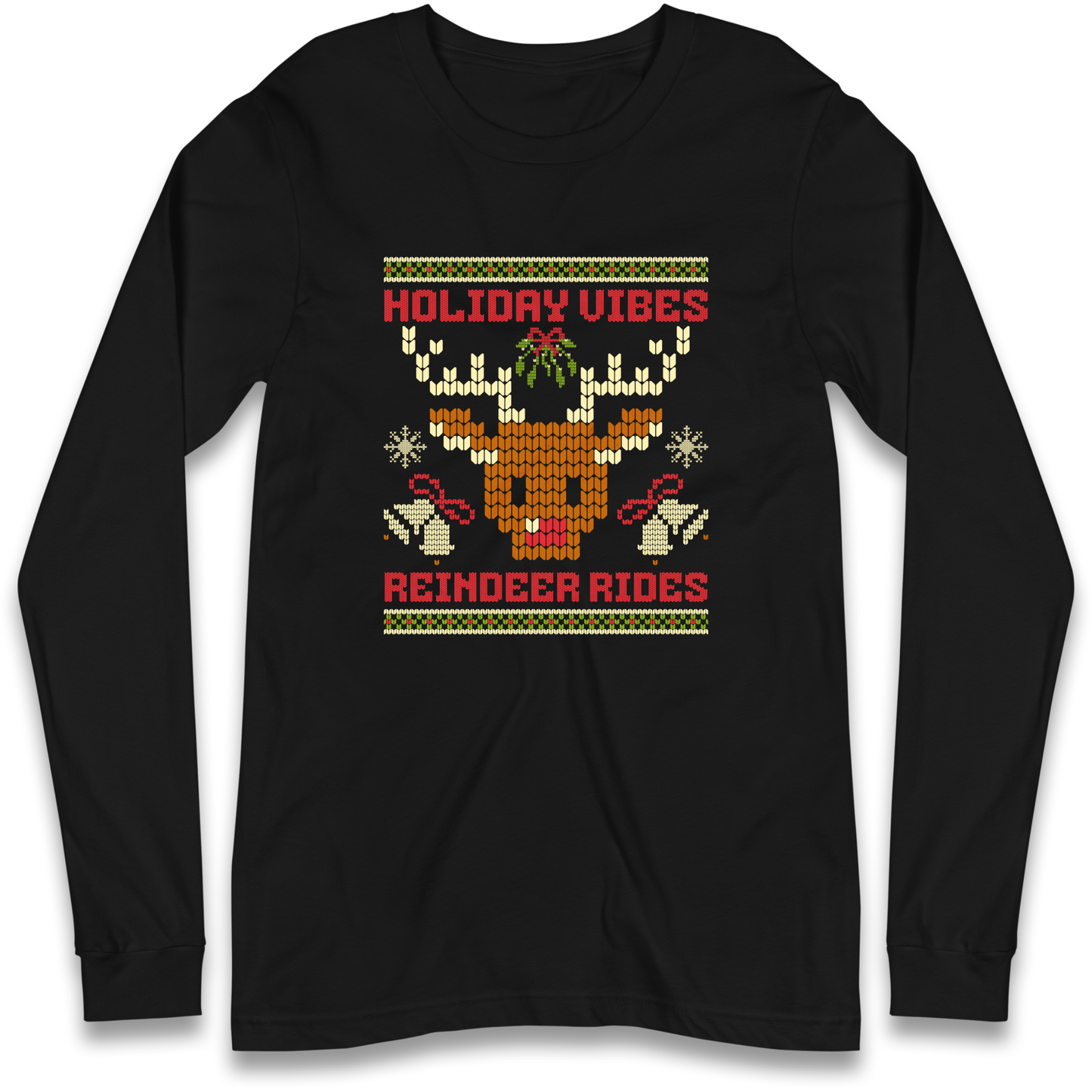 Holiday Vibes Reindeer Rides Christmas Longsleeve T Shirt