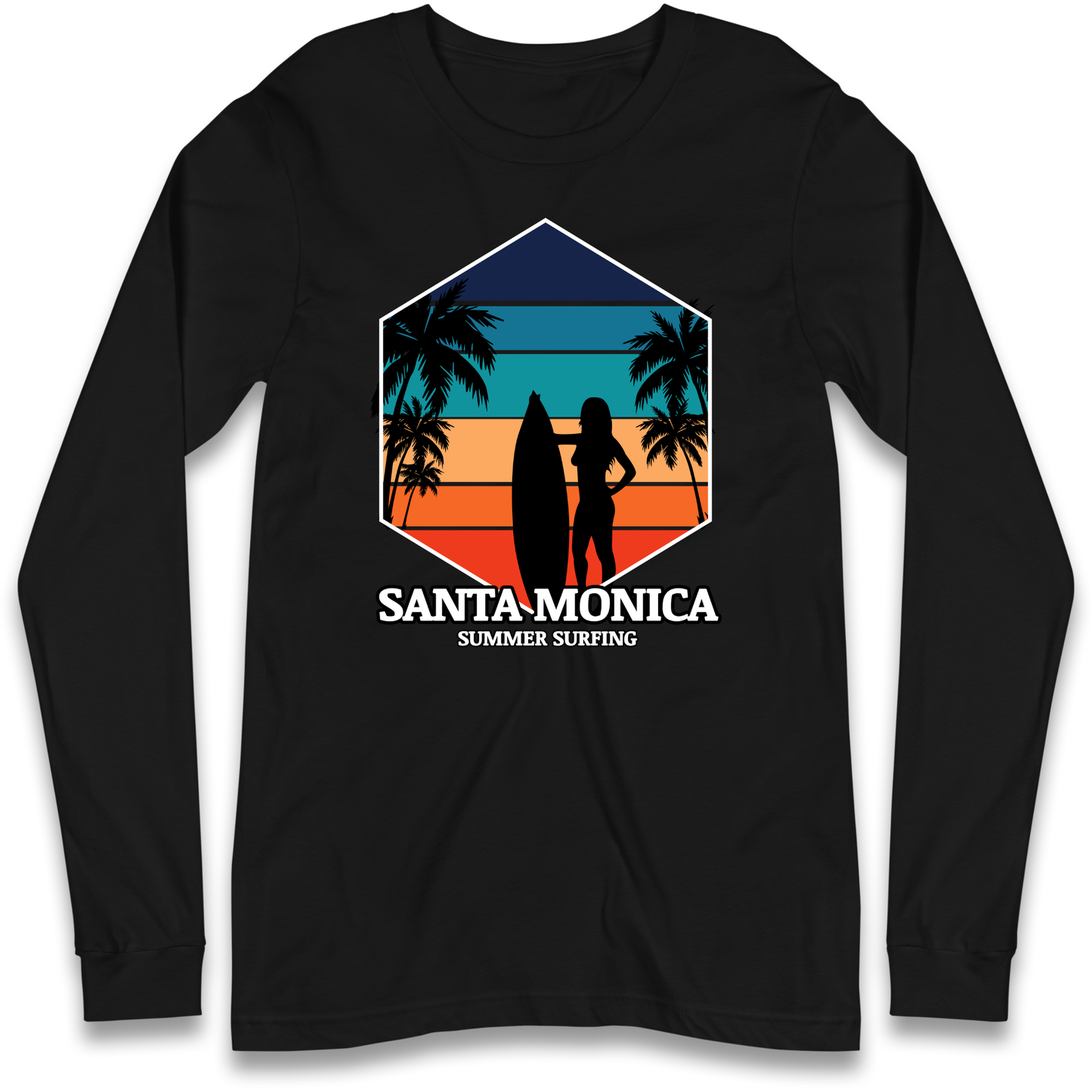 Santa Monica Summer Surfing Longsleeve T Shirt