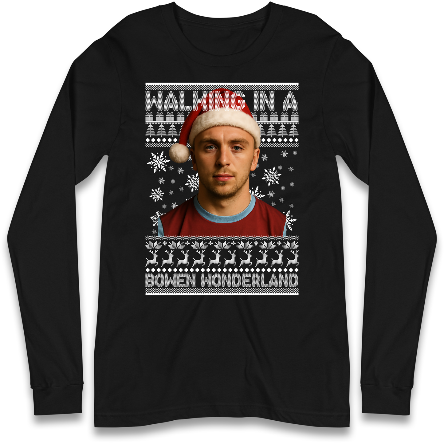 Jared Bowen walking in a Bowen Wonderland Christmas Longsleeve T Shirt