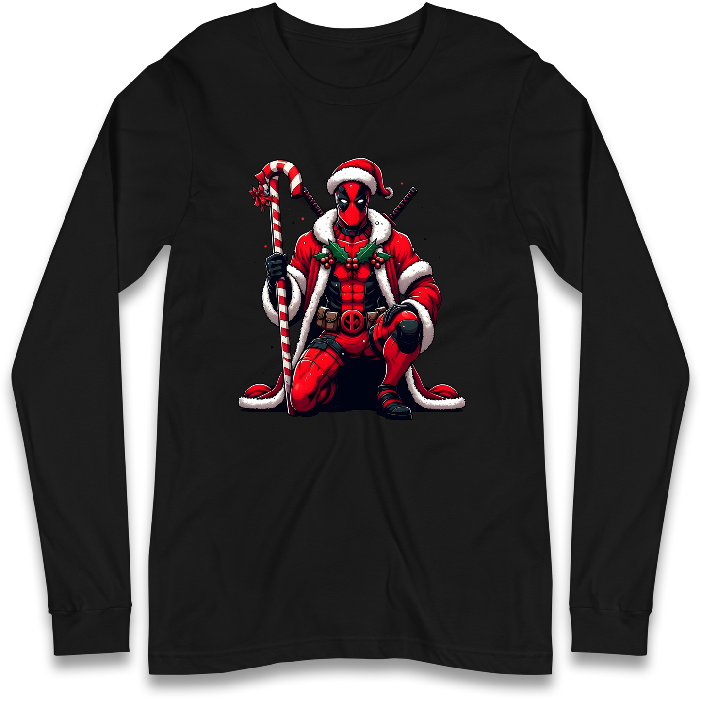 DeadPool Candy Cane Santa Longsleeve T Shirt