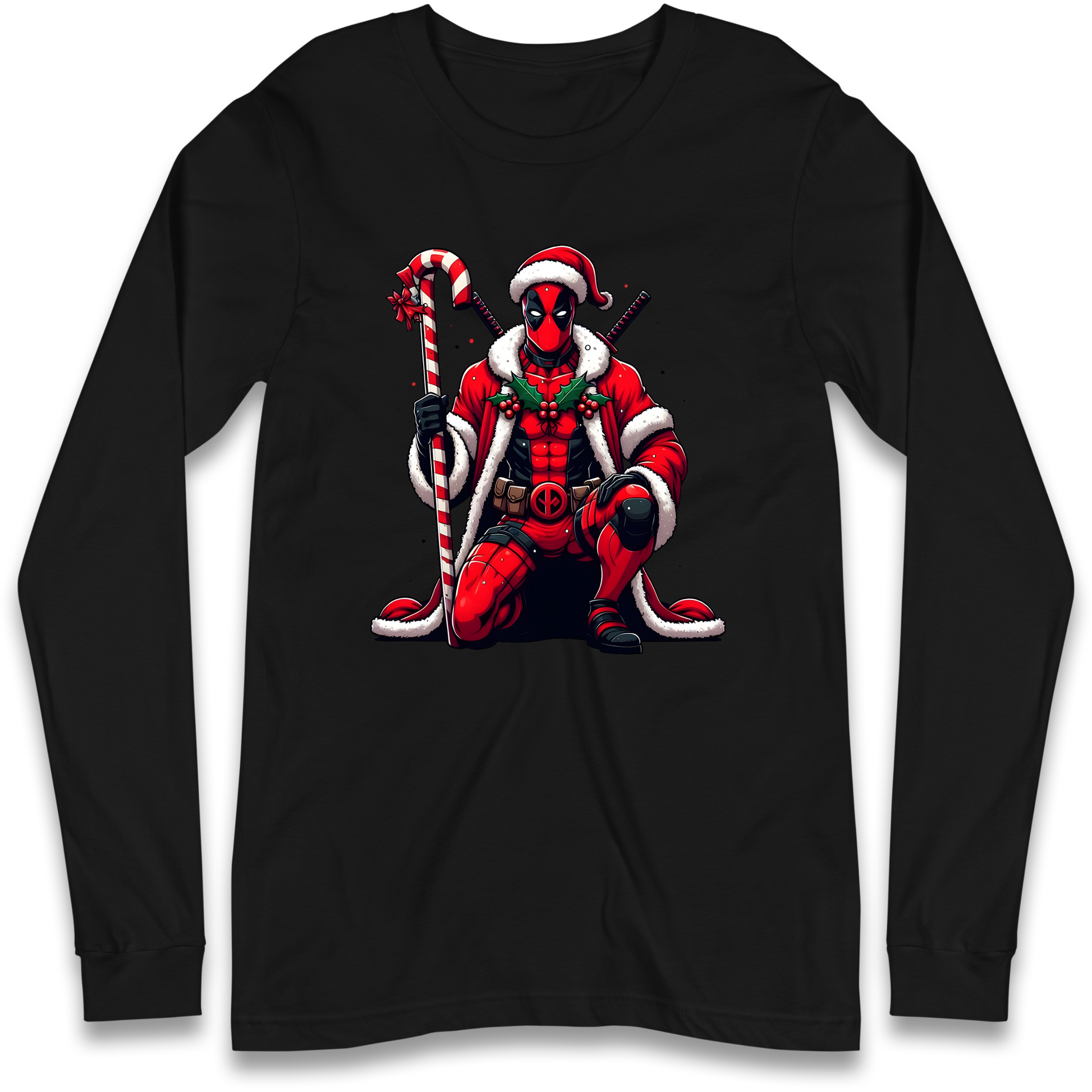 DeadPool Candy Cane Santa Longsleeve T Shirt