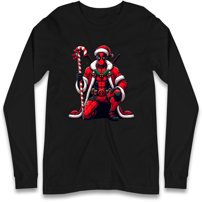 DeadPool Candy Cane Santa Longsleeve T Shirt