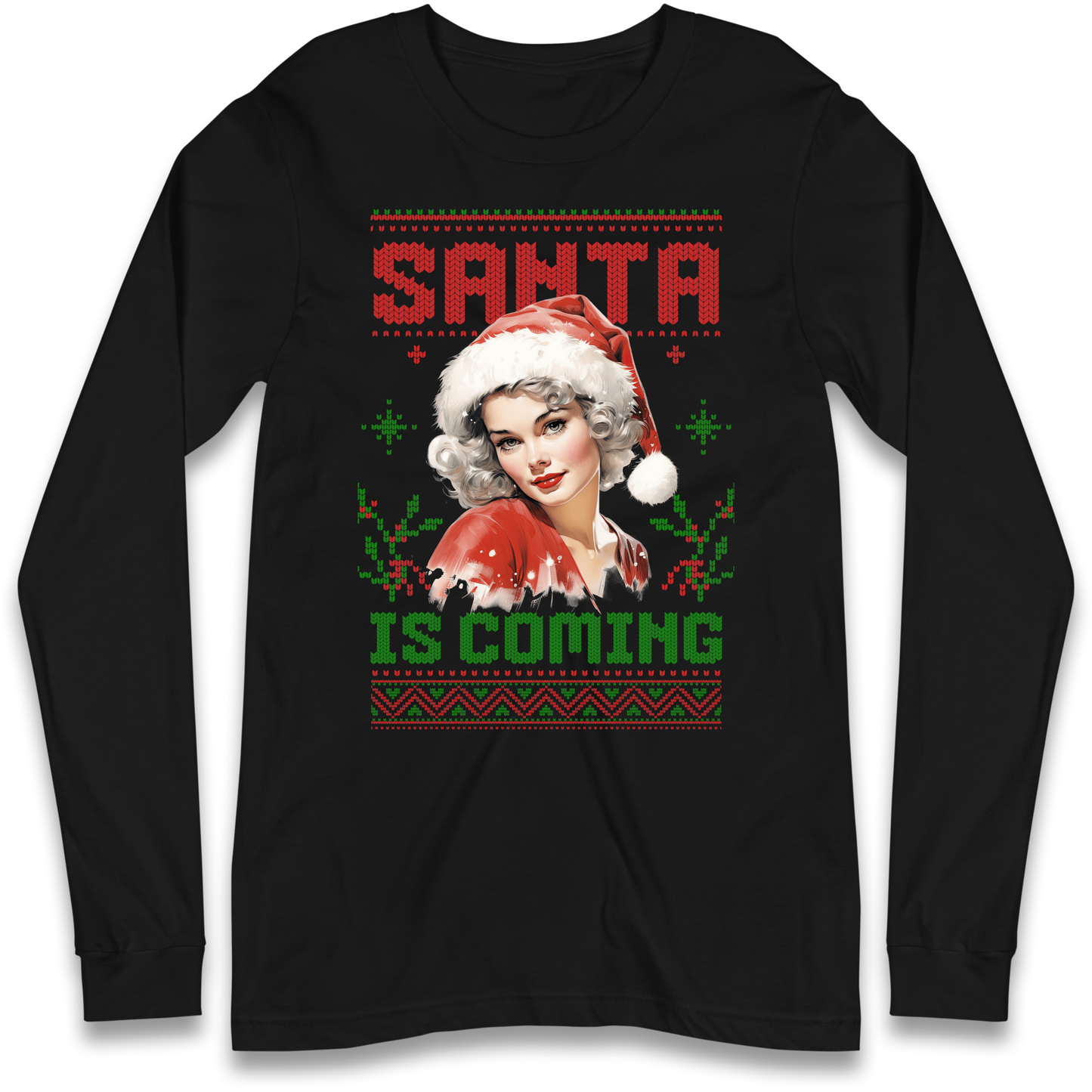 Santa is Coming Christmas Longsleeve T Shirt