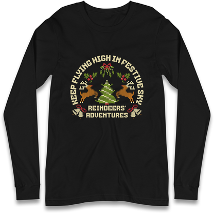 Keep Flying High In Festive Sky Christmas Longsleeve T Shirt
