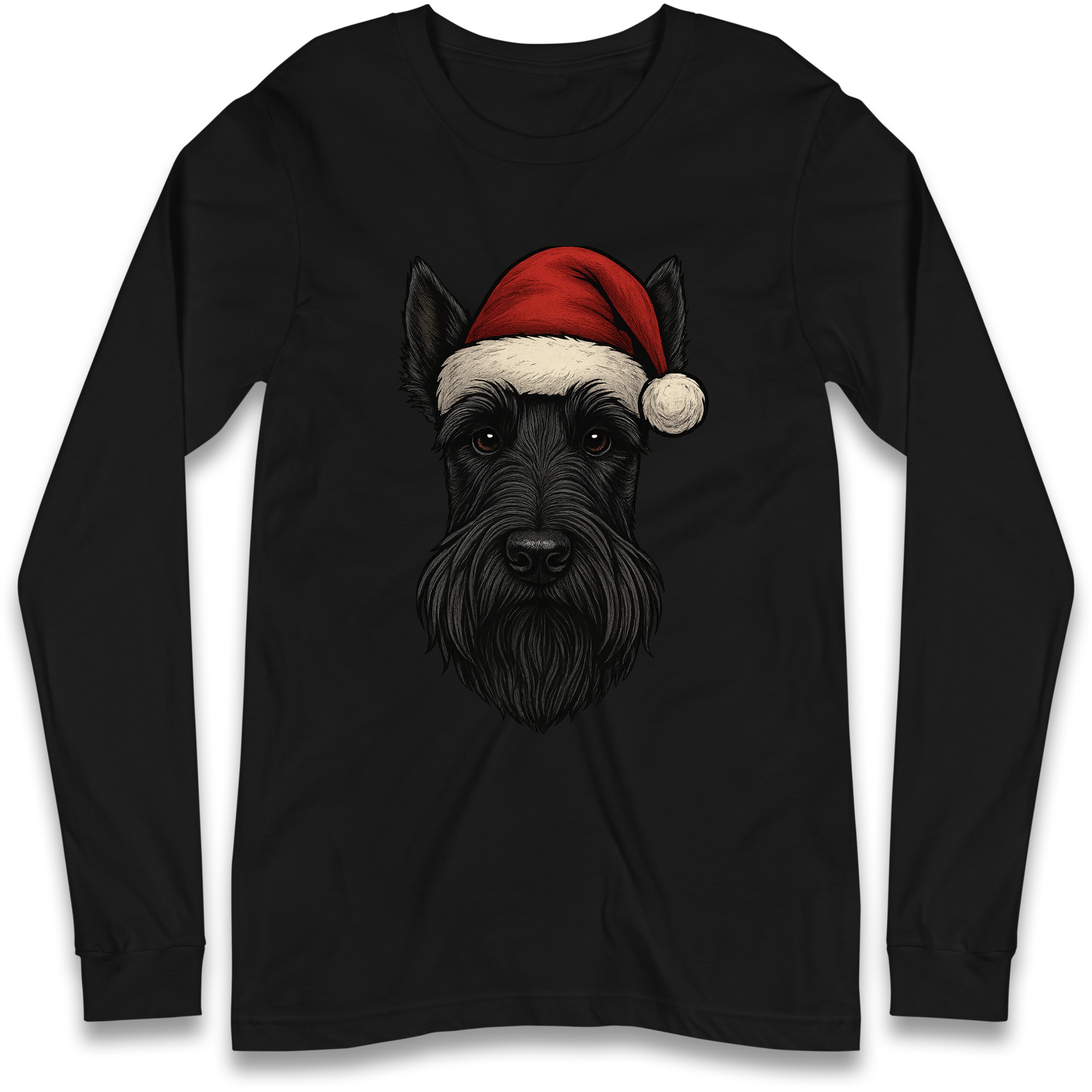 Scottish Terrier Face Christmas Longsleeve T Shirt