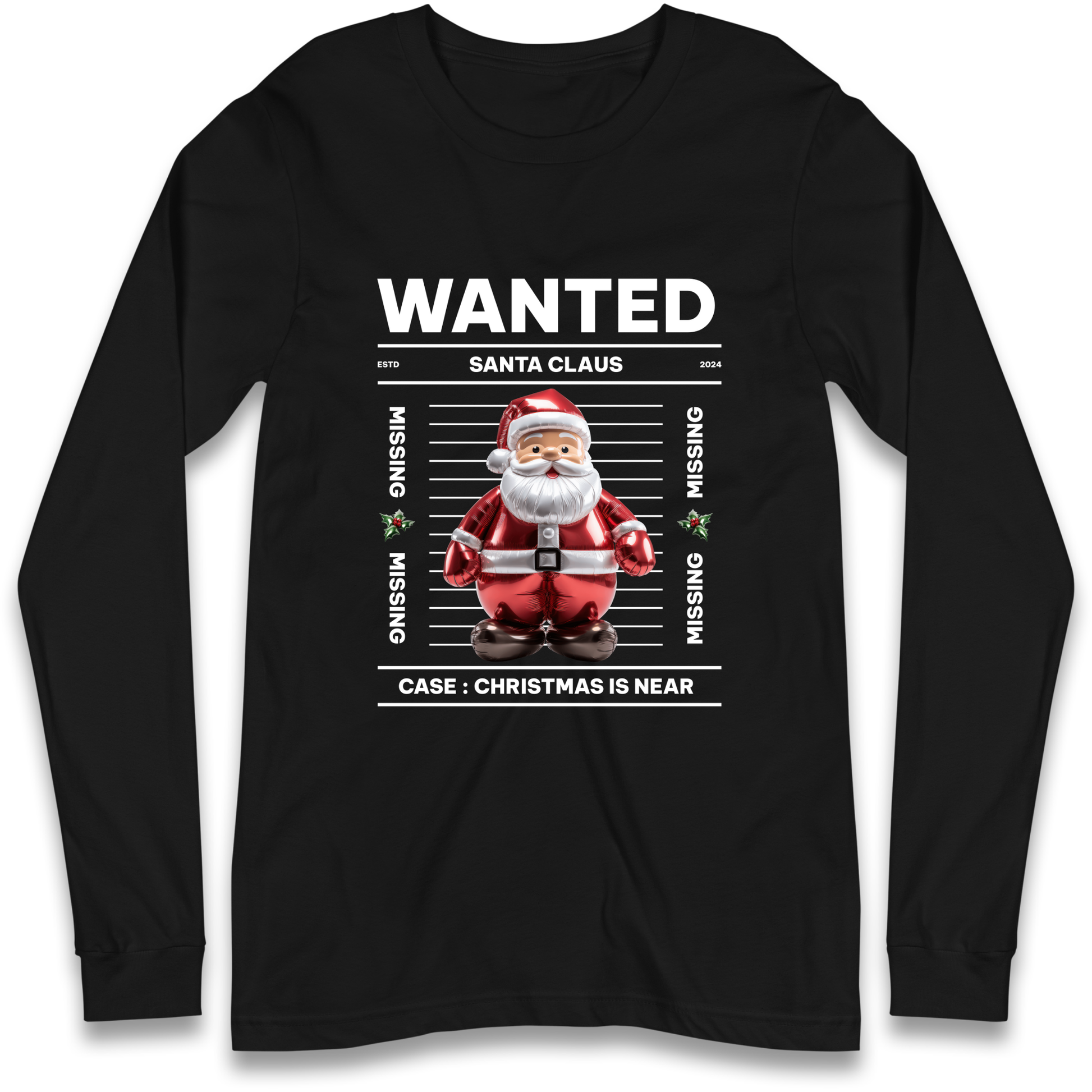 Wanted Santa Claus Christmas Longsleeve T Shirt