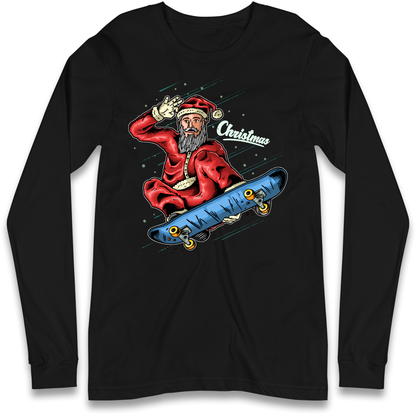 Santa Skateboarding Christmas Longsleeve T Shirt