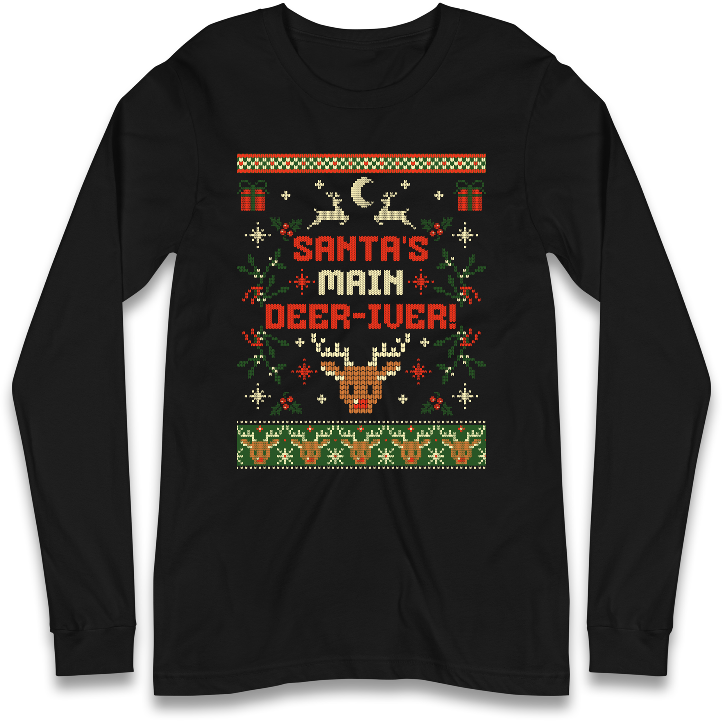 Santas Main Deer iver Christmas Longsleeve T Shirt