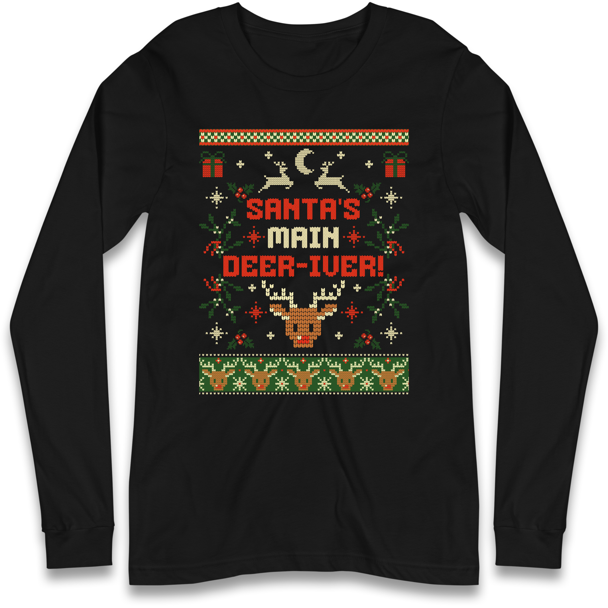Santas Main Deer iver Christmas Longsleeve T Shirt