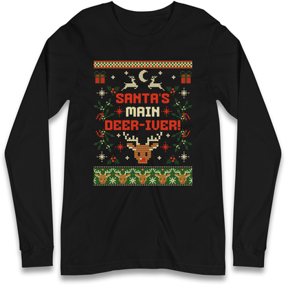 Santas Main Deer iver Christmas Longsleeve T Shirt