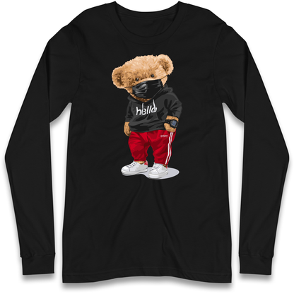 Teddy Bear Hello Streetwear Longsleeve T Shirt