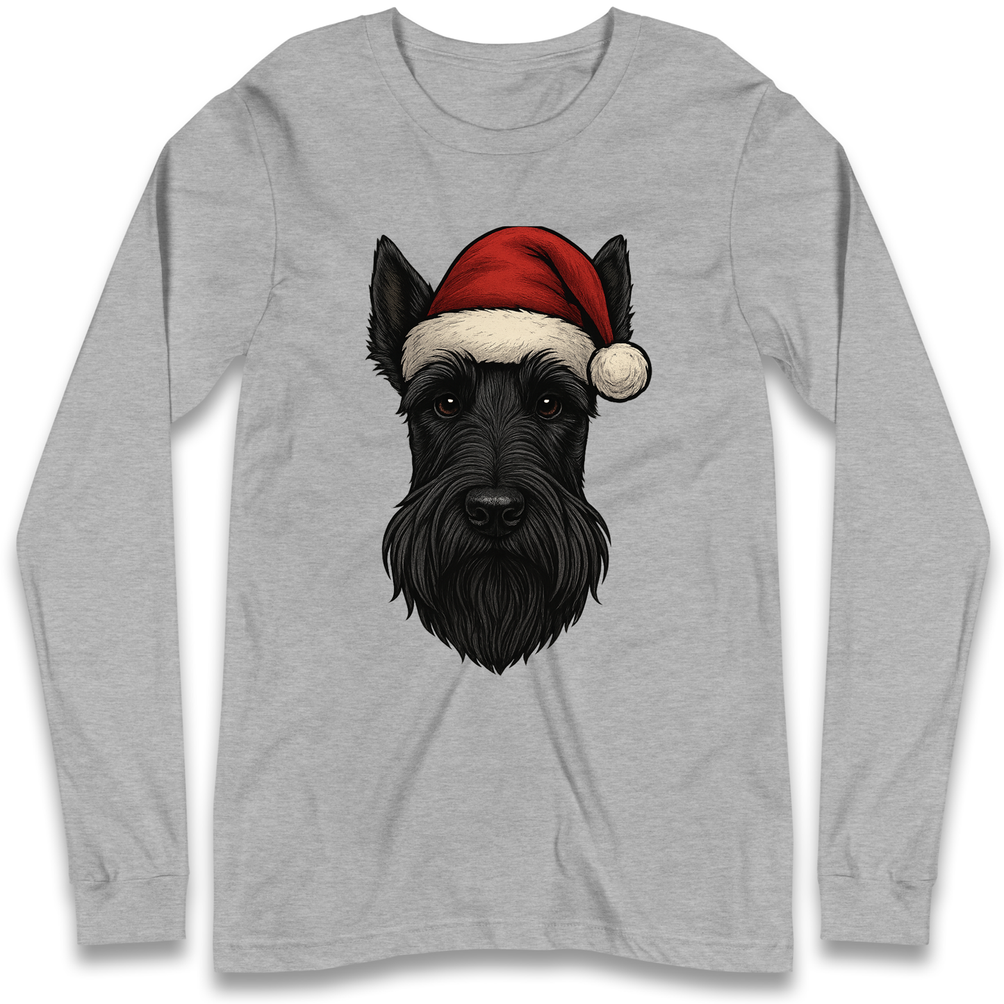Scottish Terrier Face Christmas Longsleeve T Shirt