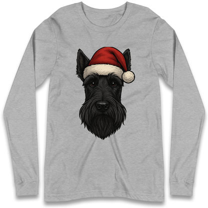 Scottish Terrier Face Christmas Longsleeve T Shirt