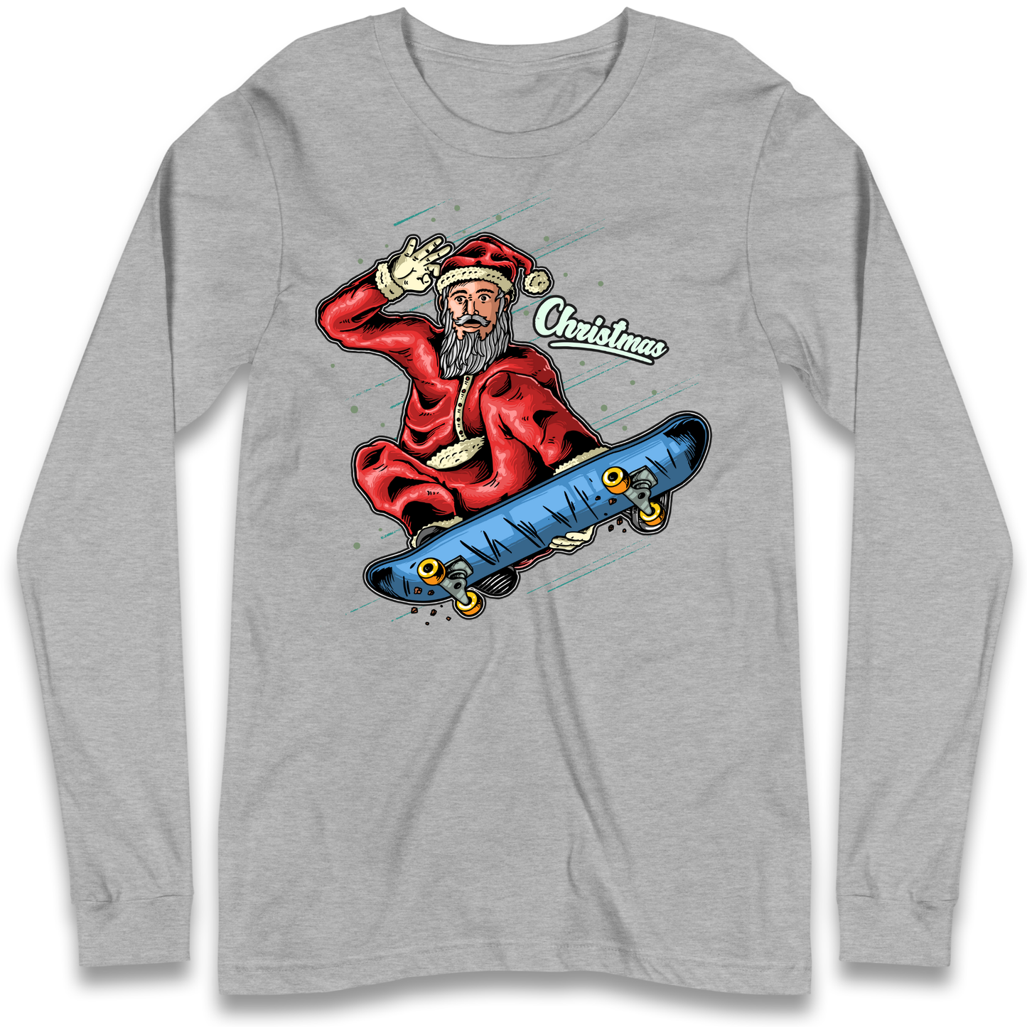 Santa Skateboarding Christmas Longsleeve T Shirt