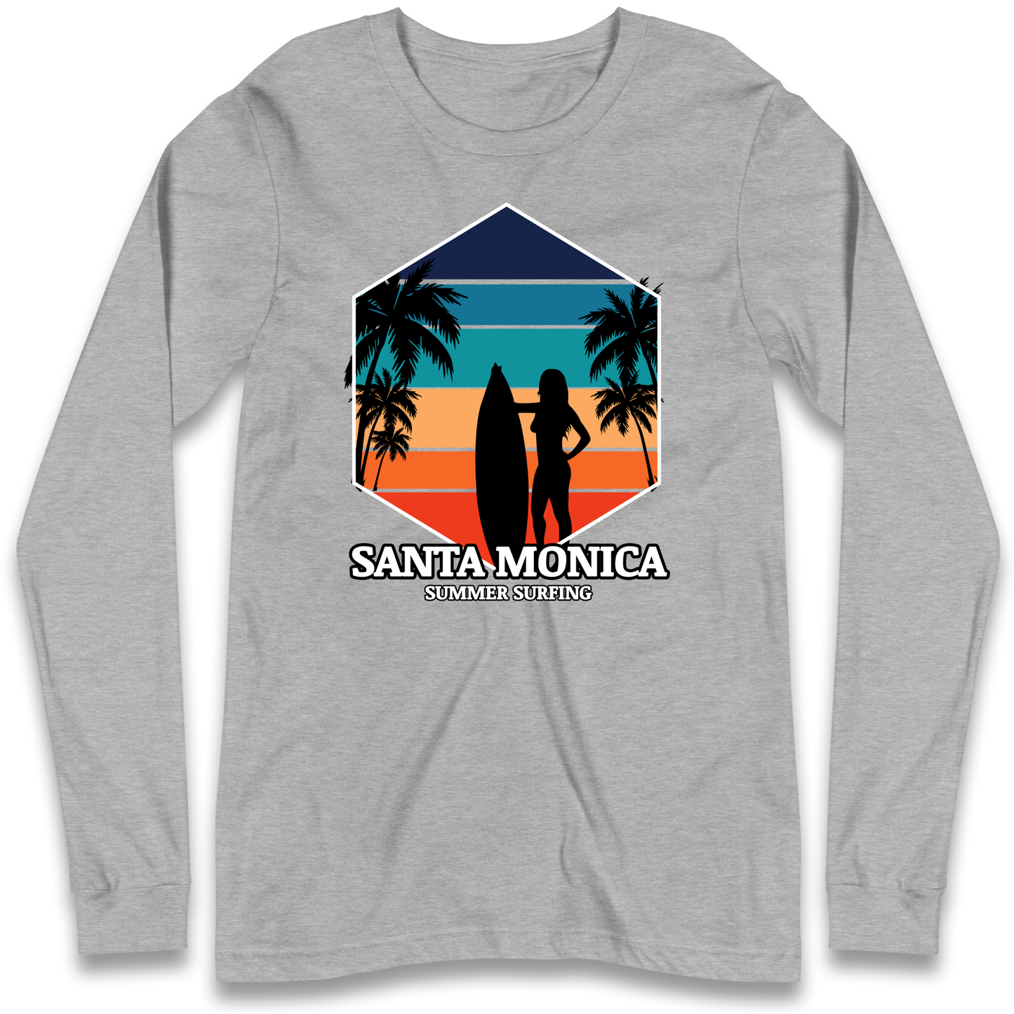 Santa Monica Summer Surfing Longsleeve T Shirt