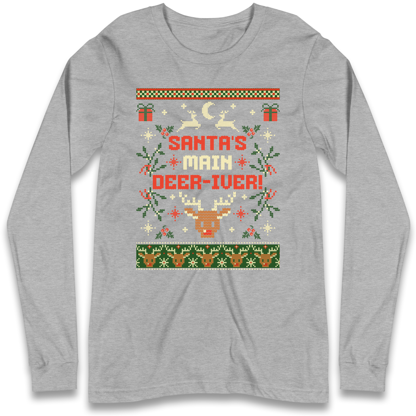 Santas Main Deer iver Christmas Longsleeve T Shirt